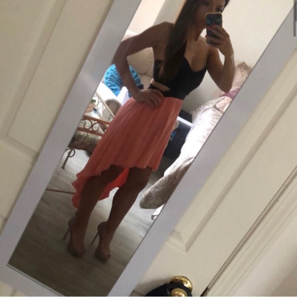 Jennifer Hope peach & black dress